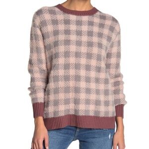 NWT Susina Buffalo Checkered Print Pullover in Pink Smoke